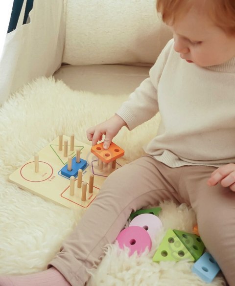 TOOKY TOY Drewniany Sorter Geometryczny Nauka Kształtów Liczenia