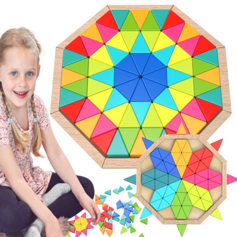 TOOKY TOY Puzzle Ośmiokątne Drewniana Mozaika Edukacyjna (73el.)