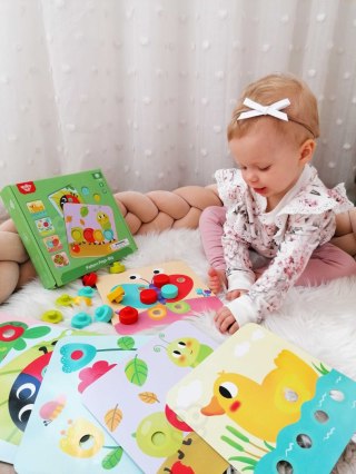 TOOKY TOY Układanka Klocki dla Dzieci Zwierzęta Dopasuj Nauka Kształtów Kolorów + Plansze