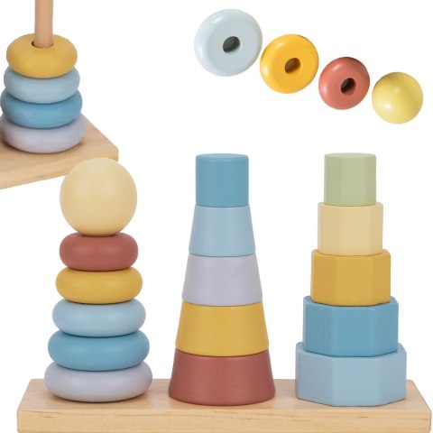 TOOKY TOY Trzy Wieże Układanka w Stosy Sorter Montessori