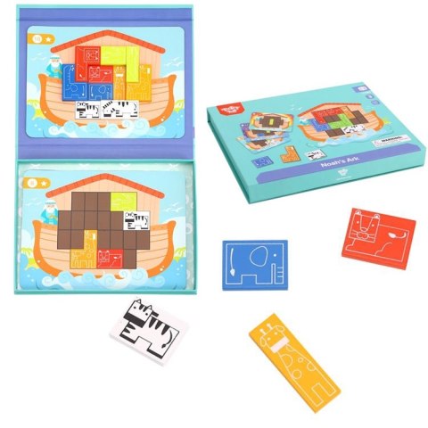 TOOKY TOY Układanka Magnetyczna Montessori Logiczna Puzzle Tetris Arka Noego 26 el.