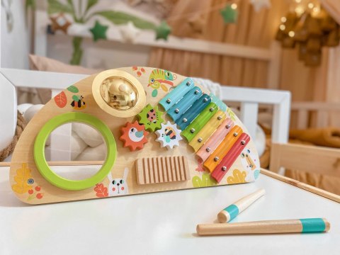 TOOKY TOY Wielofunkcyjny Instrument Centrum Muzyczne Ksylofon Zębatki Tarka Bębenek Talerz Pałeczki