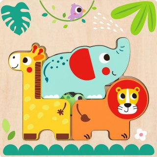 Tooky Toy Drewniane Puzzle Montessori Wielowarstwowe Tablica Zwierzątka Leśne 7 el.