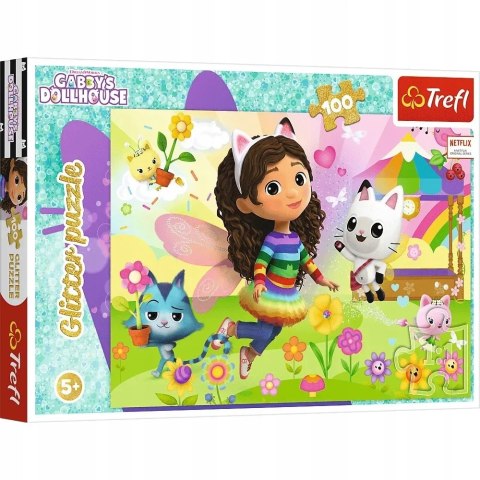 Puzzle Koci Domek Gabi 100 elementów Brokatowa Gabi Trefl 14832