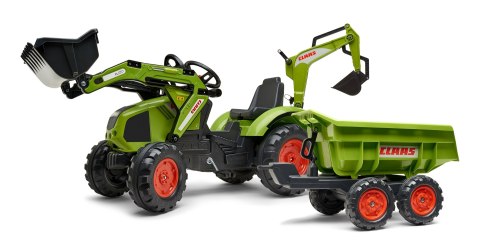 FALK Traktor CLAAS na Pedały z Przyczepą, Łyżką i Spychaczem od 3 Lat