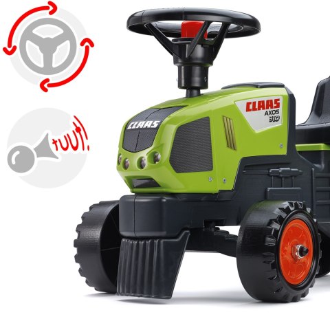 FALK Traktorek Baby Claas Axos 310 Zielony z Przyczepką od 1 roku