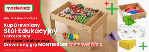 MASTERKIDZ Drewniany Stół Edukacyjny + AKCESORIA STEM WALL