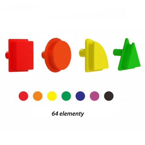 MASTERKIDZ Zestaw Kołeczki w kształcie figur geometrycznych 64szt do tablic STEM