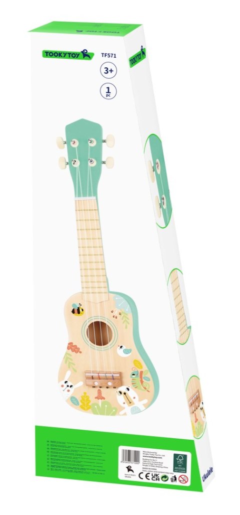 TOOKY TOY Drewniane Ukulele Gitara dla Dzieci 3+