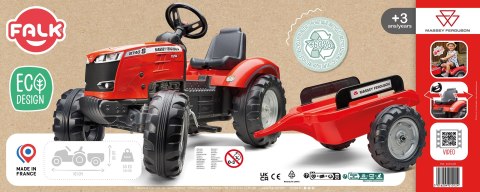 FALK Traktor Massey Ferguson Czerwony na Pedały z Przyczepką od 3 Lat FALK Traktor Massey Ferguson Czerwony na Pedały z Przyczepką od 3 Lat