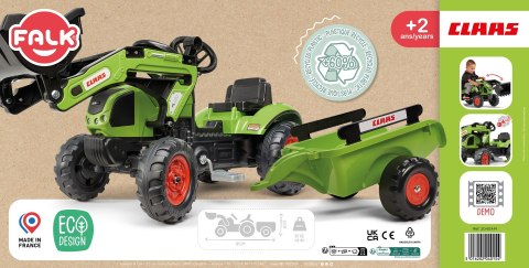 Falk Traktor Claas z Przyczepą i Łyżką na pedały