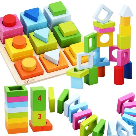 CLASSIC WORLD Układanka Nauka Kształtów i Liczenia 5w1 Domino Sorter MONTESSORI 28 el.