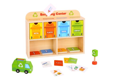 TOOKY TOY Drewniane Centrum Recyklingu Edukacyjny Sorter