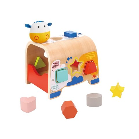 TOOKY TOY Drewniany Sorter Kształtów Krówka Klocki Kształty 6 el.