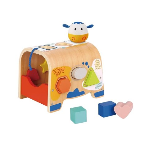 TOOKY TOY Drewniany Sorter Kształtów Krówka Klocki Kształty 6 el.