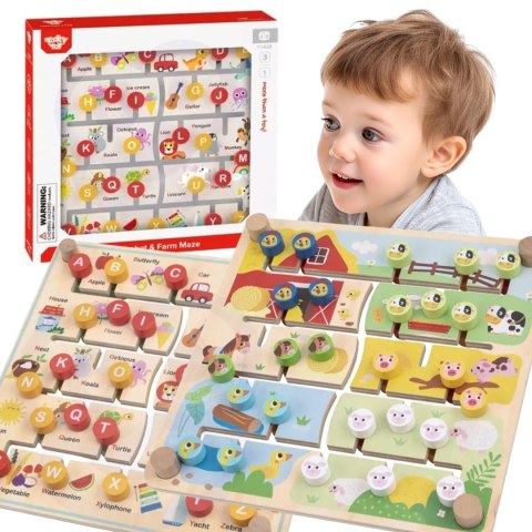 TOOKY TOY Interaktywna Tablica Edukacyjna Sorter Montessori Zwierzątka i Alfabet