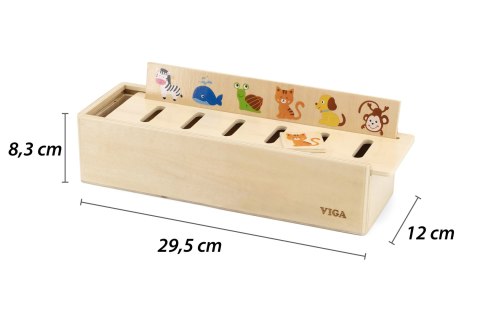 VIGA Drewniany Edukacyjny Sorter Gra Zwierzątka Owoce Warzywa Montessori