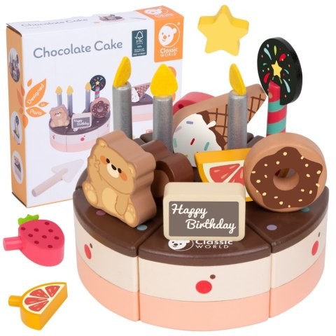 CLASSIC WORLD Drewniany Tort Urodzinowy do Krojenia 19el. CLASSIC WORLD Drewniany Tort Urodzinowy do Krojenia 19el.