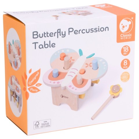 CLASSIC WORLD Wbijak Pastelowy Motylek Montessori z Młoteczkiem CLASSIC WORLD Wbijak Pastelowy Motylek Montessori z Młoteczkiem
