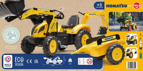 FALK Traktor KOMATSU na Pedały Koparka Łyżka Przyczepka od 2 lat FALK Traktor KOMATSU na Pedały Koparka Łyżka Przyczepka od 2 lat