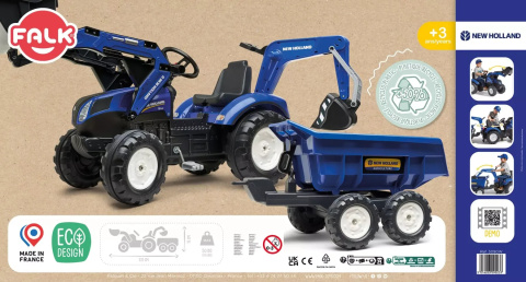 FALK Traktorek New Holland na Pedały Niebieski z Przyczepką od 3 Lat FALK Traktorek New Holland na Pedały Niebieski z Przyczepką od 3 Lat