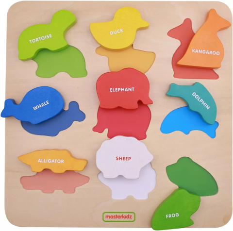 MASTERKIDZ Drewniany Sorter Kształtów Kolorowe Zwierzątka Montessori MASTERKIDZ Drewniany Sorter Kształtów Kolorowe Zwierzątka Montessori