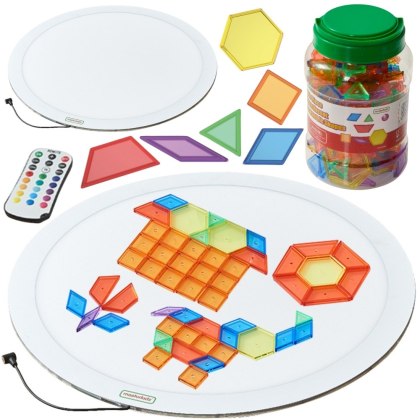 MASTERKIDZ Okrągły Panel Świetlny LED Kolorowy + Klocki Montessori Mozaika 140 el.