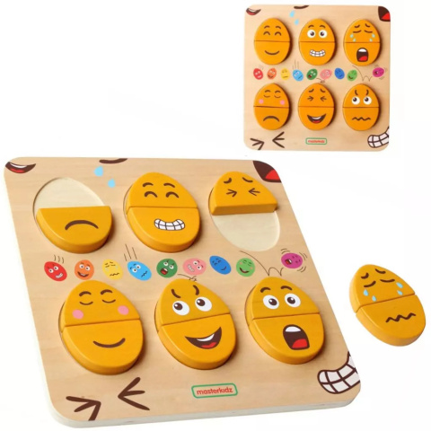 MASTERKIDZ Tablica do Nauki Emocji Drewniane Jajka jaki Humor? Montessori MASTERKIDZ Tablica do Nauki Emocji Drewniane Jajka jaki Humor? Montessori