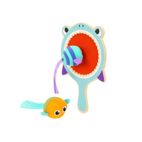 Tooky Toy Gra Zręcznościowa dla Dzieci Drewniana Paletka Rekin + 2 Rybki na Rzep do Łapania Tooky Toy Gra Zręcznościowa dla Dzieci Drewniana Paletka Rekin + 2 Rybki na Rzep do Łapania