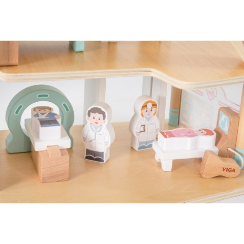 VIGA Drewniany Szpital Z Karetką Winda Zestaw 15 el VIGA Drewniany Szpital Z Karetką Winda Zestaw 15 el