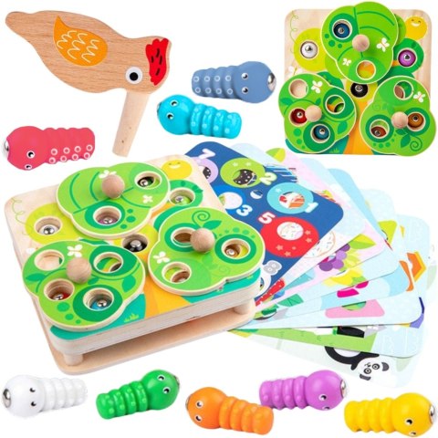 TOOKY TOY Drewniana Gra Zręcznościowa 2w1 Wyciągnij Robaczki dla Dzieci TOOKY TOY Drewniana Gra Zręcznościowa 2w1 Wyciągnij Robaczki dla Dzieci