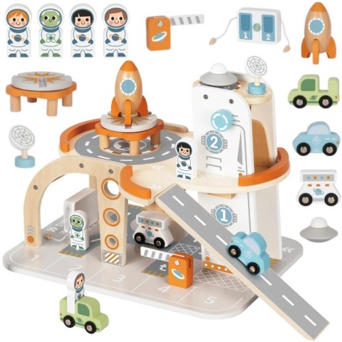 TOOKY TOY Drewniany Kosmiczny Parking Stacja Kosmiczna TOOKY TOY Drewniany Kosmiczny Parking Stacja Kosmiczna