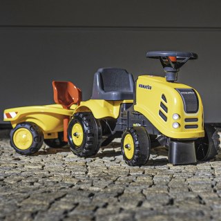 FALK Traktorek Baby Komatsu Żółty z Przyczepką + akc. od 1 roku