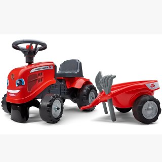 FALK Traktorek Baby Massey Ferguson Czerwony z Przyczepką + akc. Od 1 roku