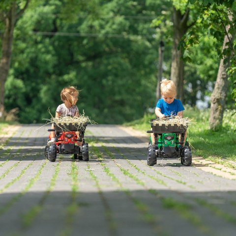 FALK Traktorek Supercharger Czerwony Otwierana Maska z Przyczepką + Łyżka Od 2 Lat